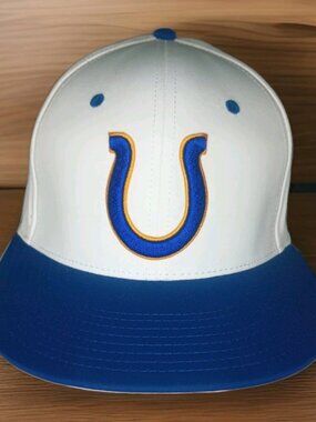 Vintage The Game Fitted Hat Horseshoe "U" Blue White Gold Custom Logo Size Small